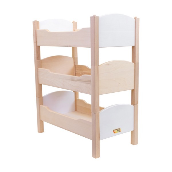 Kinder-Puppenbett aus Holz weiss | Puppenetagenbett | Puppenmöbel | Puppen-Zubehör